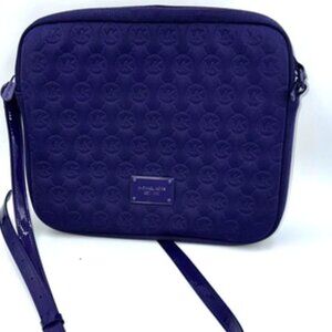 Michael Kors Purple Quilted Look Logo Crossbody Bag Adjustable Strap